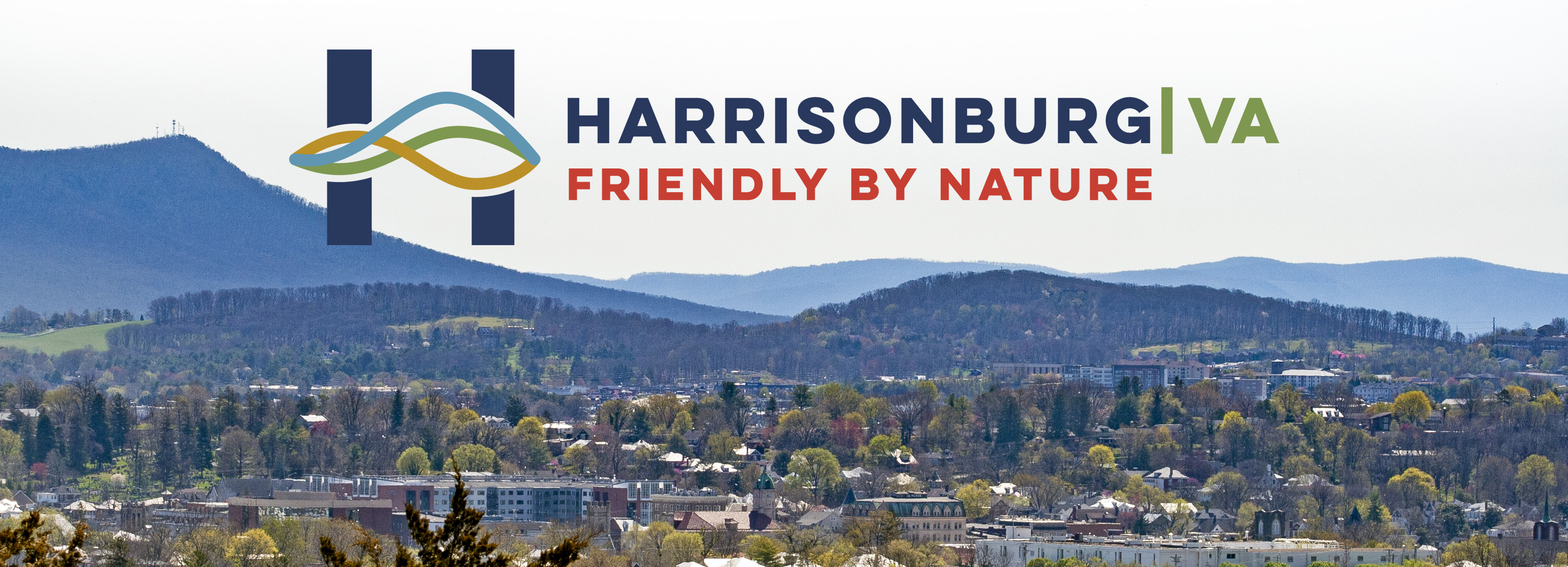 Harrisonburg landscape with text Harrisonburg VA Friendly by Nature