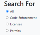 Screenshot of search categories