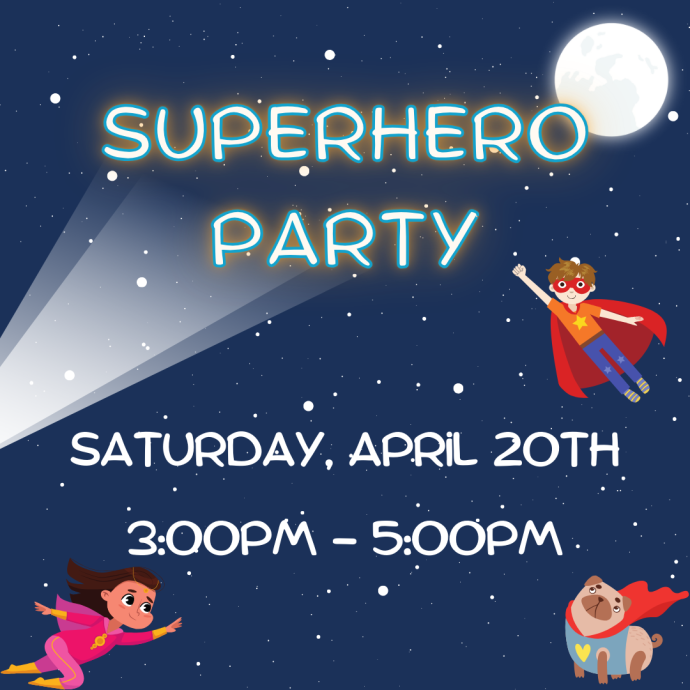 Superhero Party flier