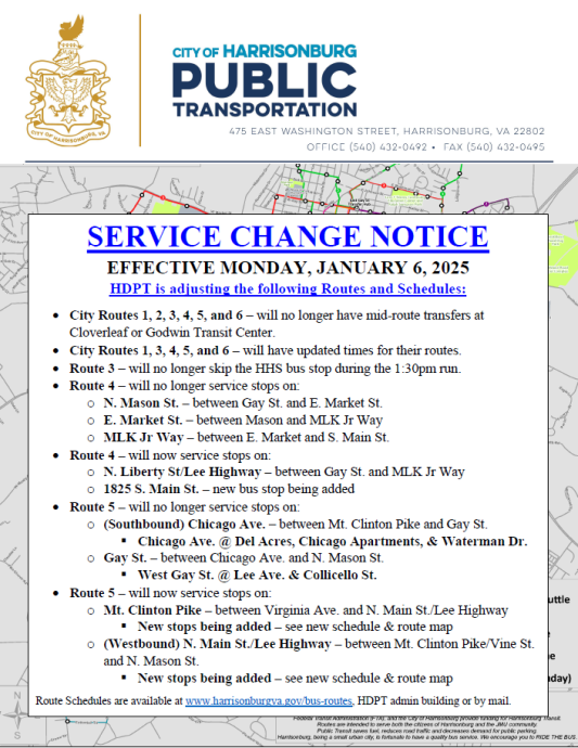 Summary of Spring 2025 HDPT Service Changes