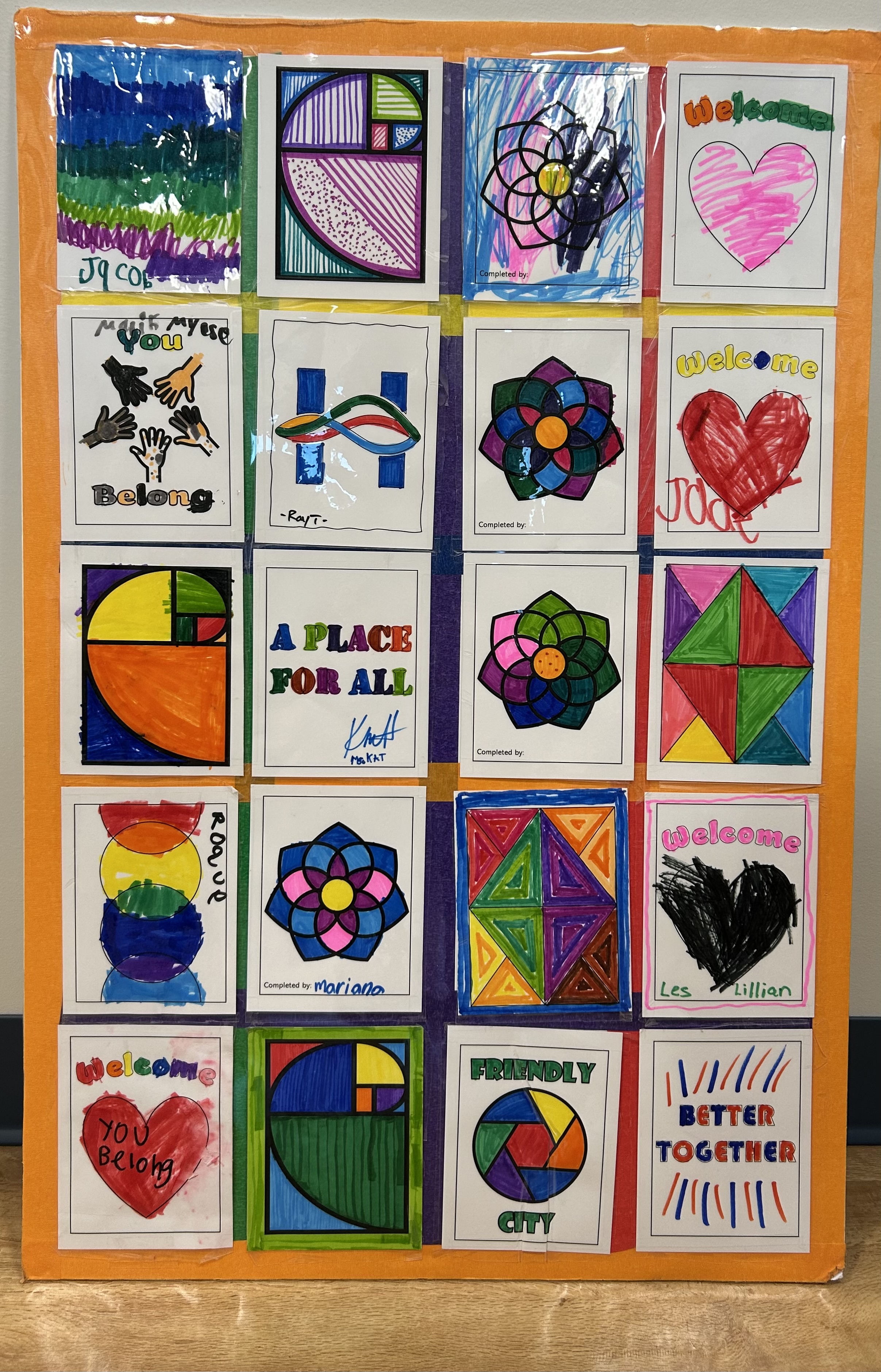 Colorful paper patchwork quilt.
