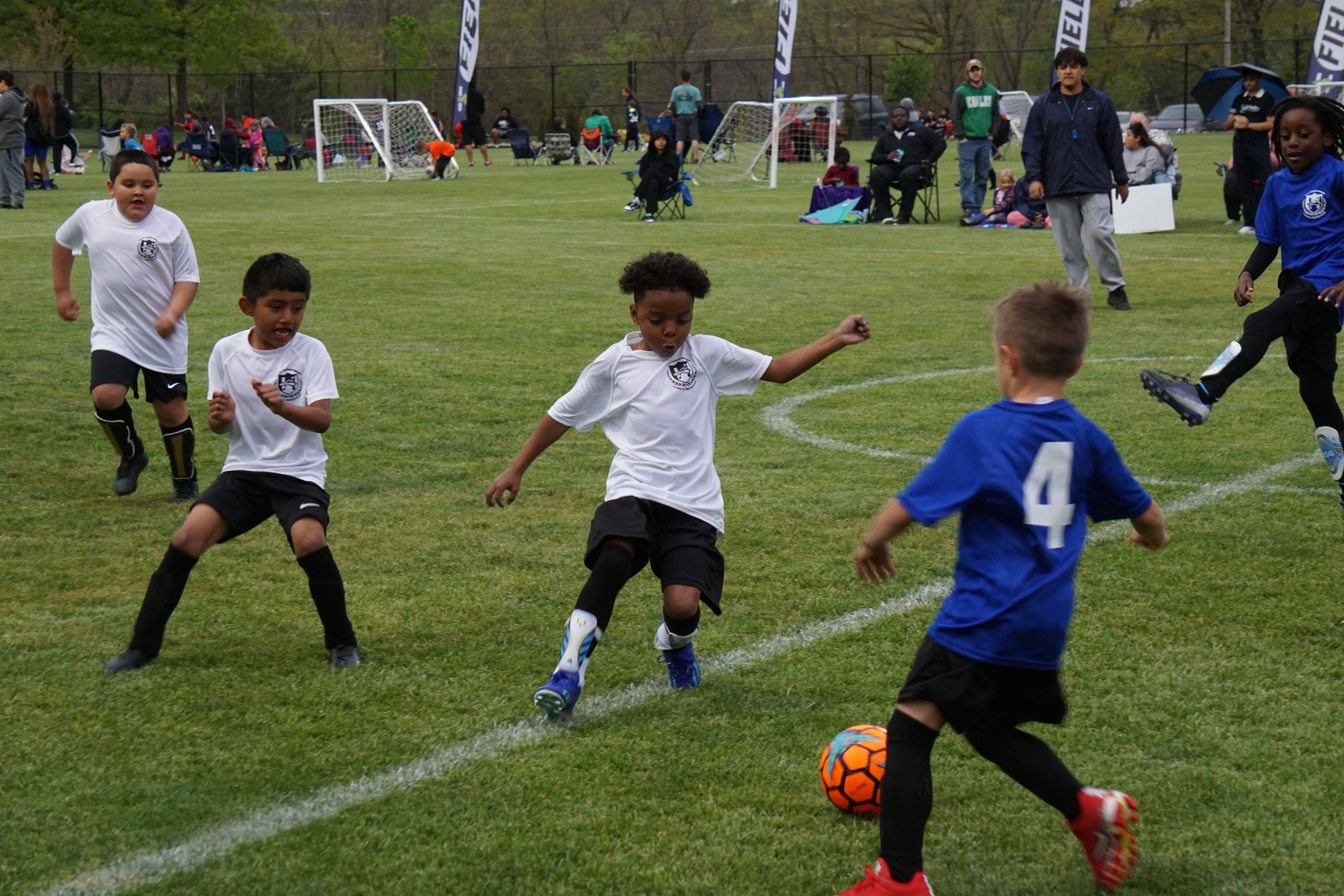 Children playing a soccer game